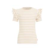 WE Fashion gestreept T-shirt beige Meisjes Katoen Ronde hals Streep - ...