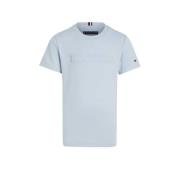 Tommy Hilfiger T-shirt met logo lichtblauw Jongens Katoen Ronde hals L...