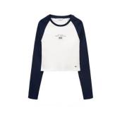 Mango Kids longsleeve met tekst donkerblauw/wit Meisjes Katoen Ronde h...