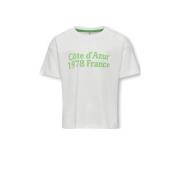 KIDS ONLY GIRL T-shirt KOGSINNA met tekst wit/groen Meisjes Katoen Ron...