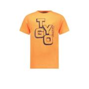 TYGO & vito T-shirt James met printopdruk neon oranje Jongens Polyeste...