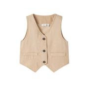 NAME IT MINI gilet NMMFAHER lichtzand Beige Jongens Viscose V-hals Eff...