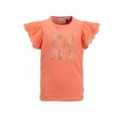 Me & My Monkey T-shirt Pietsje met tekstopdruk koraal Oranje Meisjes K...