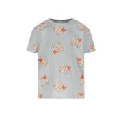 The New Chapter baby T-shirt Ezra met all over print lichtblauw/oranje...