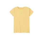 NAME IT KIDS T-shirt NKFVIVEMMA met printopdruk en textuur geel Meisje...