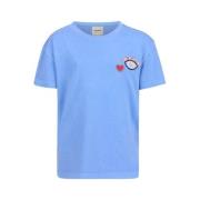 Shoeby T-shirt blauw Meisjes Katoen Ronde hals Effen - 134/140