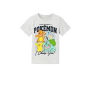 NAME IT KIDS Pokemon T-shirt NKMADAN met printopdruk lichtgrijs melang...