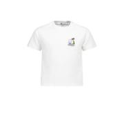 America Today T-shirt met borstopdruk wit Meisjes Katoen Ronde hals Ba...