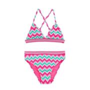 WE Fashion triangel bikini roze/turquoise Meisjes Polyamide All over p...