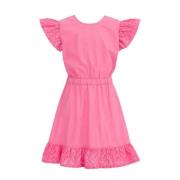WE Fashion rozee jurk shrimp Meisjes Katoen Ronde hals Effen - 98/104