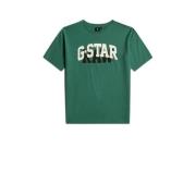 G-Star RAW T-shirt t-shirt s\s loose met printopdruk donkergroen/wit/z...