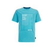 WE Fashion T-shirt met printopdruk brisk blue Blauw Jongens Katoen Ron...