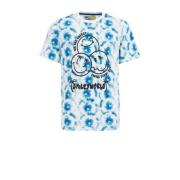 WE Fashion tie-dye T-shirt blauw/wit/zwart Jongens Katoen Ronde hals T...