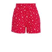 WE Fashion straight fit casual short met all over print rood Korte bro...