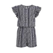 WE Fashion playsuit met all over print donkerblauw/wit Meisjes Polyest...