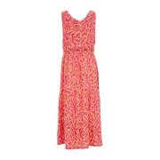 WE Fashion maxi jurk met all over print roze/oranje Meisjes Viscose V-...
