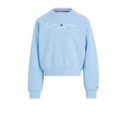 Tommy Hilfiger sweater met logo lichtblauw Meisjes Katoen Ronde hals L...