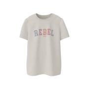 NAME IT KIDS T-shirt NKFKIAMI met printopdruk ecru Meisjes Katoen Rond...