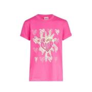 Shoeby T-shirt met printopdruk roze Meisjes Katoen Ronde hals Printopd...