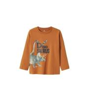 NAME IT MINI longsleeve NMMKAS met printopdruk karamel Bruin Jongens S...