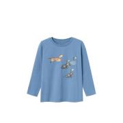 NAME IT MINI longsleeve NMMKELLO met printopdruk middenblauw Jongens S...