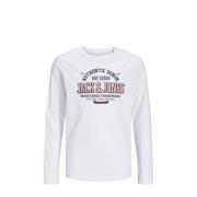 JACK & JONES JUNIOR longsleeve JJELOGO met logo wit Jongens Katoen Ron...