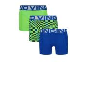 Vingino boxershort Blue - set van 3 neongroen/helderblauw Jongens Stre...