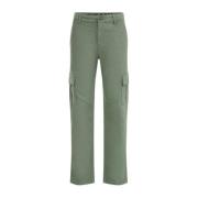 WE Fashion Blue Ridge straight fit cargobroek groen Jongens Stretchkat...