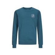 JACK & JONES JUNIOR sweater JJESWIFT met printopdruk petrol Blauw Prin...