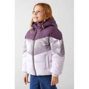 NAME IT KIDS metallic gewatteerde winterjas NKFMILLE paars/grijs/lila ...