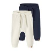 NAME IT BABY babybroek NBNTAKKI - set van 2 donkerblauw/ecru Jongens K...