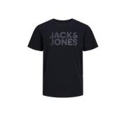 JACK & JONES JUNIOR T-shirt JJECORP met tekst Zwart Jongens Katoen Ron...