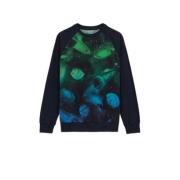 WE Fashion sweater donkerblauw Trui Jongens Katoen Ronde hals Printopd...