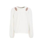 WE Fashion longsleeve offwhite Ecru Meisjes Katoen Ronde hals Effen - ...