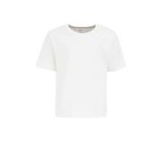 WE Fashion T-shirt wit Paars Meisjes Katoen Ronde hals Effen - 170/176