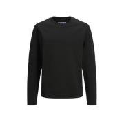 JACK & JONES JUNIOR sweater JCOFUSION mosgroen Zwart Effen - 152