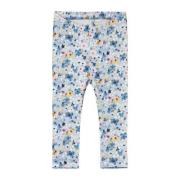 NAME IT BABY baby gebloemde regular fit broek NBFLOSA blauw Legging Me...