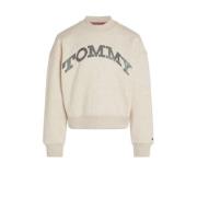 Tommy Hilfiger sweater Beige Meisjes Katoen Ronde hals Logo - 140