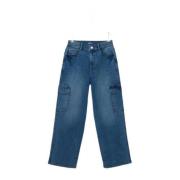 s.Oliver wide leg jeans medium blue denim Blauw - 140