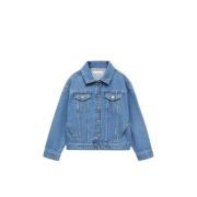 Mango Kids spijkerjas medium blue denim Blauw Effen - 116