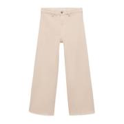 Mango Kids broek beige Meisjes Denim Effen - 134 | Broek van Mango Kid...