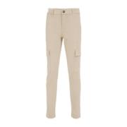 WE Fashion slim fit cargobroek beige Jongens Stretchkatoen Effen - 134