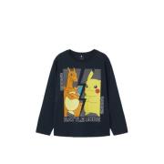 NAME IT KIDS Pokemon longsleeve met printopdruk donkerblauw Jongens Ka...