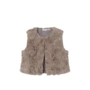 NAME IT BABY baby imitatiebont gilet NBFNUSSI lichtbruin Effen - 56