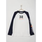 s.Oliver longsleeve met printopdruk wit/donkerblauw Jongens Katoen Ron...