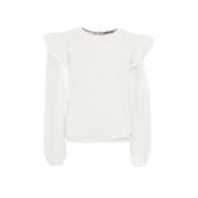 WE Fashion longsleeve blanc Meisjes Katoen Ronde hals Effen - 110/116