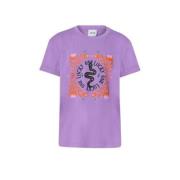 Shoeby T-shirt met printopdruk paars Meisjes Katoen Ronde hals Printop...