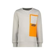 Raizzed sweater Naxos met printopdruk lichtgrijs/oanje Printopdruk - 1...