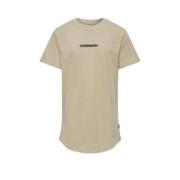 KIDS ONLY BOY T-shirt KOBNICK met tekst zand Beige Jongens Katoen Rond...