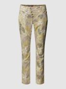 Slim fit broek met all-over bloemenprint, model 'Malibu'